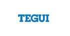 El logotipo de Tegui es azul y blanco sobre un fondo blanco.