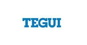 El logotipo de Tegui es azul y blanco sobre un fondo blanco.