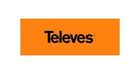 El logotipo de Televés es de color naranja y negro sobre fondo blanco.