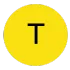 Un círculo amarillo con la letra t dentro