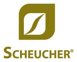 Un logotipo de Scheucher con una hoja en el medio.