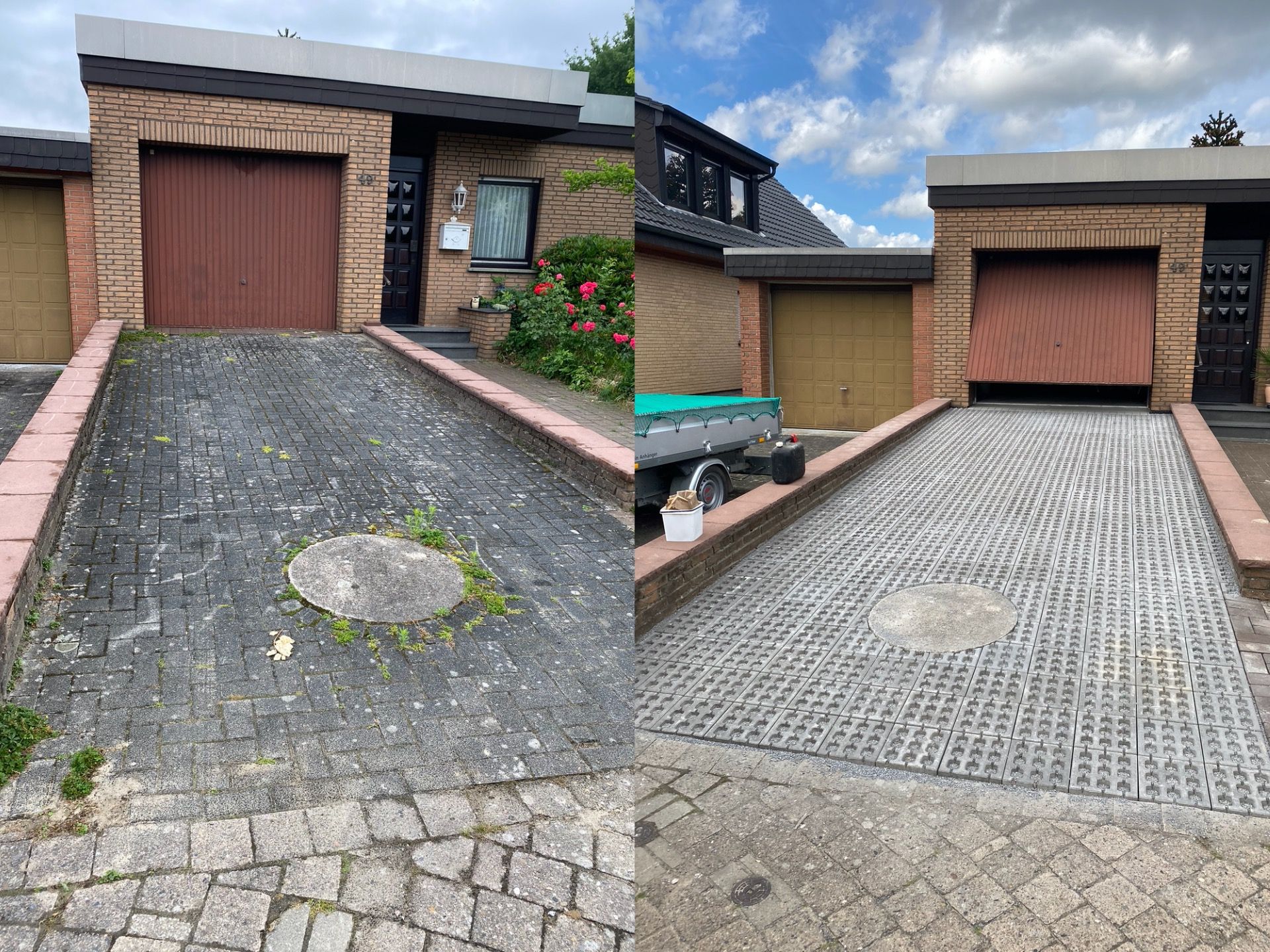 Pflasterung Einfahrt Vorher-Nachher