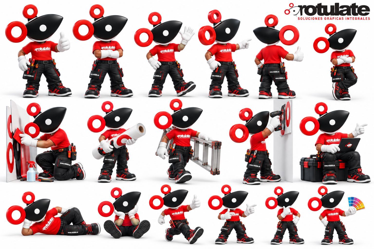 Figura de Deadpool de juguete en varias poses de acción sobre un fondo blanco