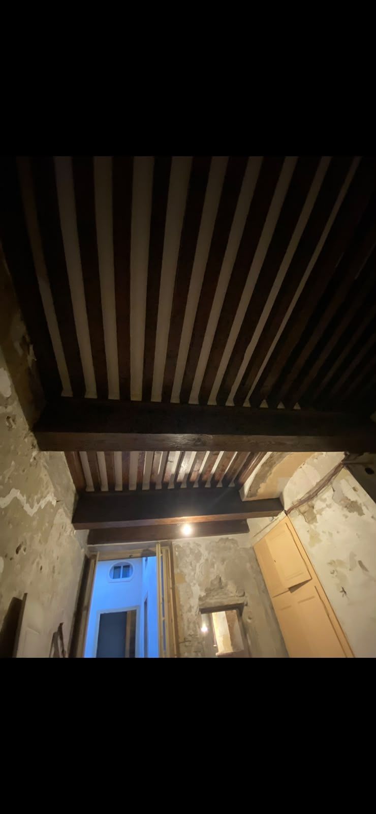 Aérogommage d’un plafond à la française dans un appartement canut à Lyon 4ᵉ
