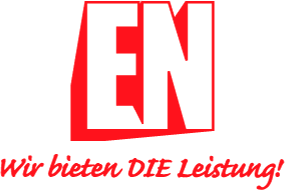 Firmenlogo mit den Buchstaben EN und dem Slogan: Wir bieten DIE Leistung!