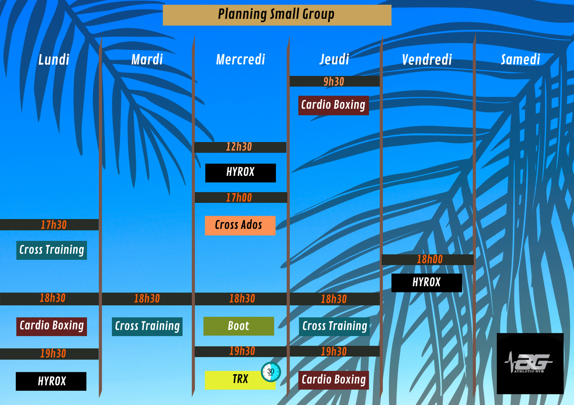Planning des séances Small Group