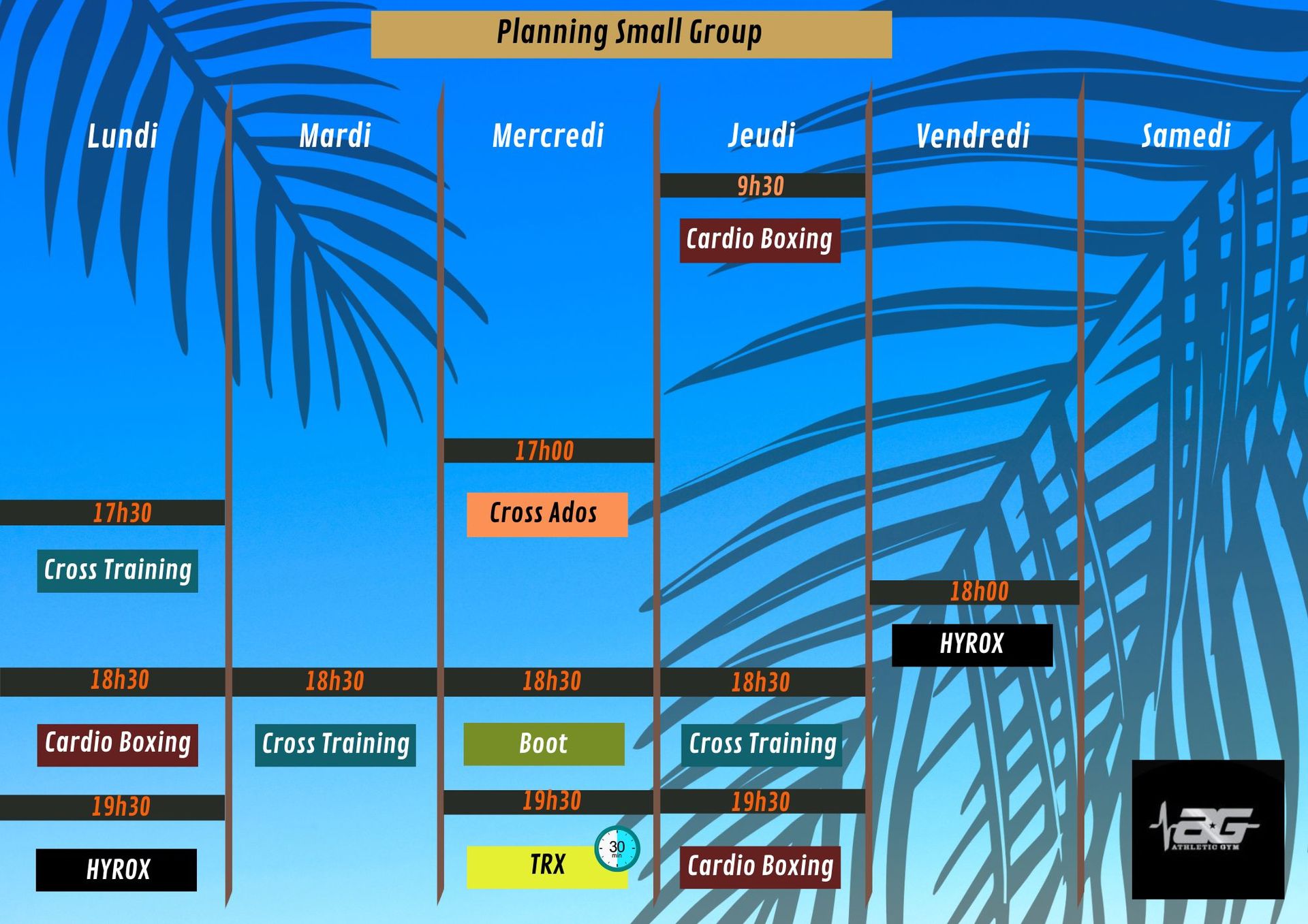 Planning des séances Small Group