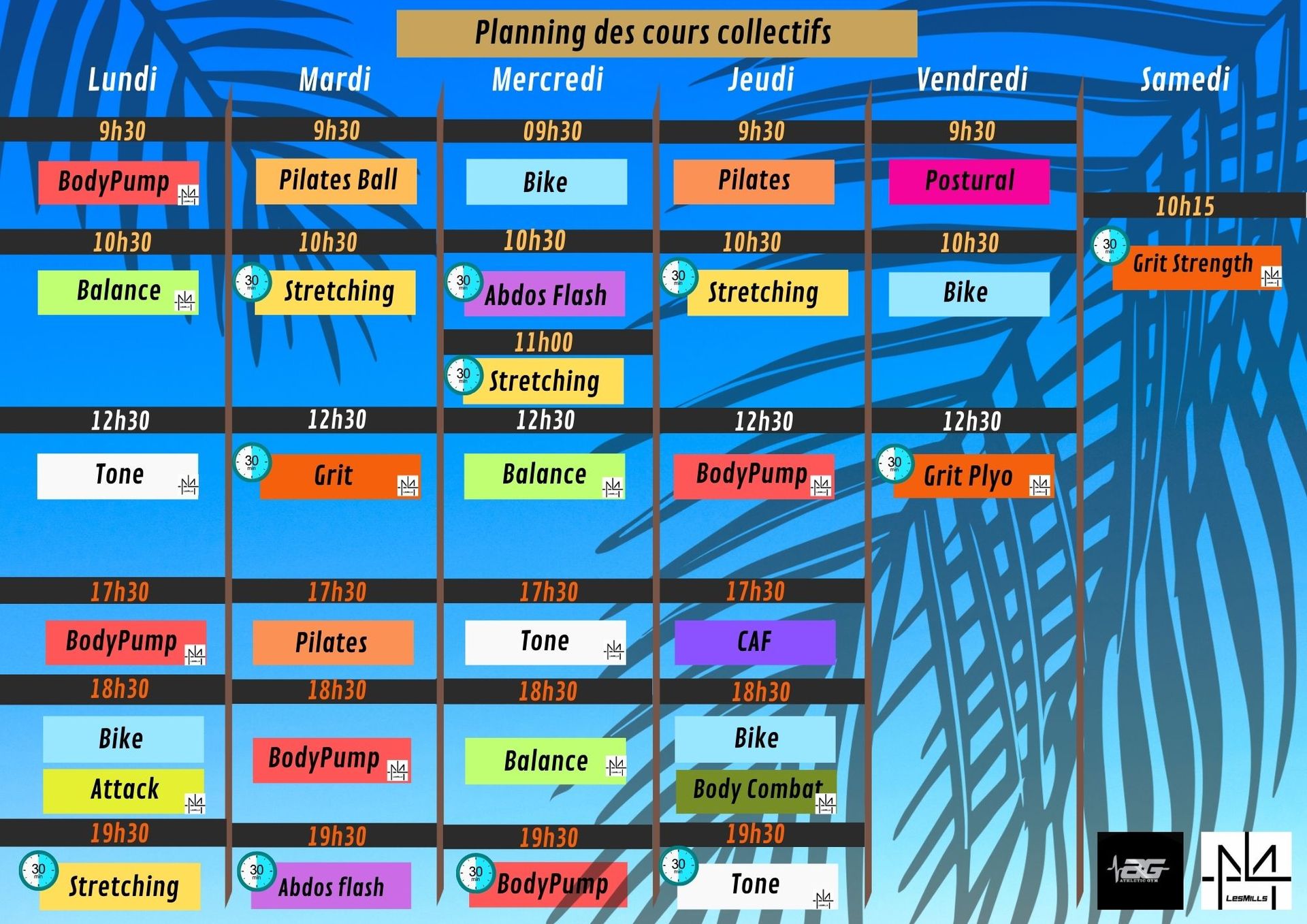 Planning des cours collectifs