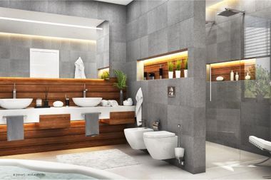 Bad mit freistehender Wanne
