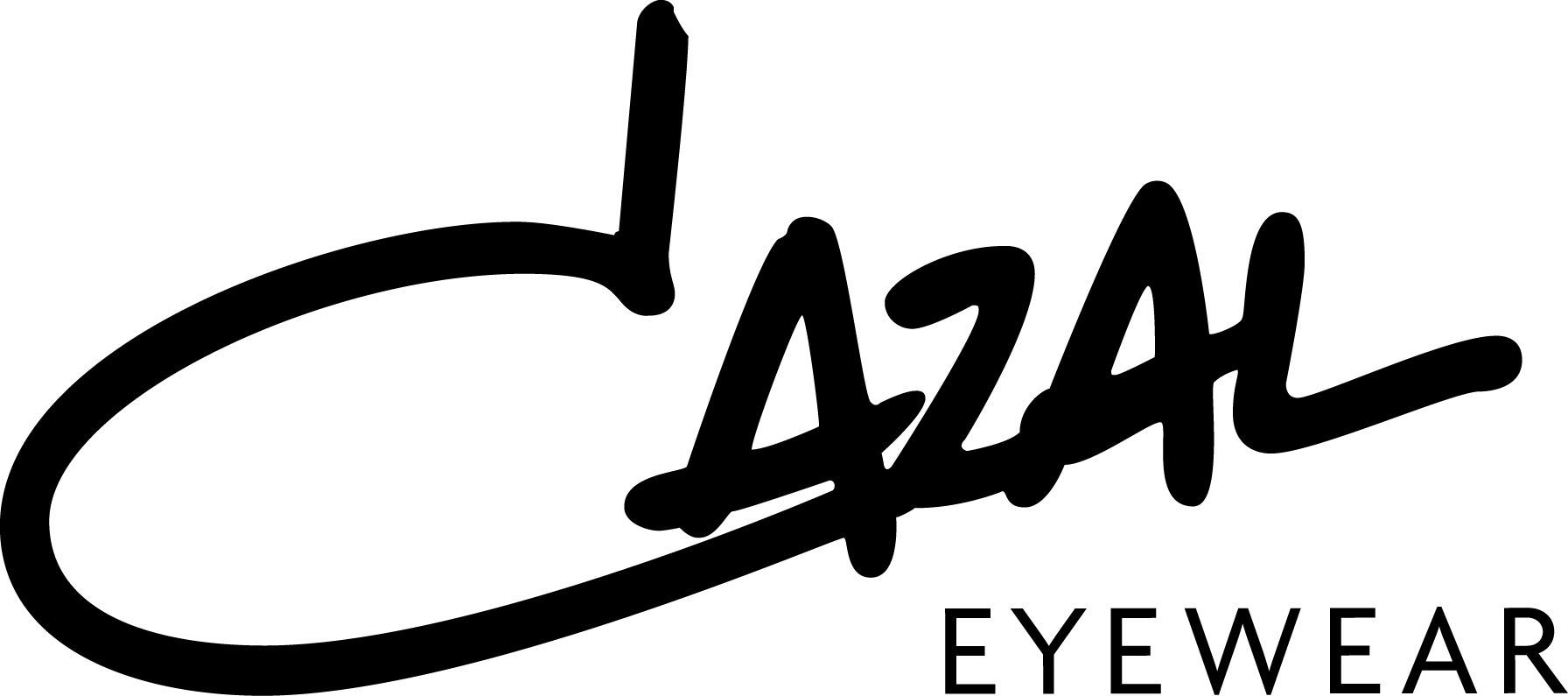 Ein schwarz-weißes Logo für Cazal Eyewear auf weißem Hintergrund.
