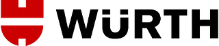 WÜRTH-Logo mit roter „Ü“-Form auf der linken Seite und schwarzem „WÜRTH“-Text auf der rechten Seite.