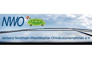 The logo for nwo verband nordrhein-westfalischer omnibusunternehmen e.v. has a green bus on it.