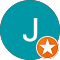 Un círculo azul con la letra j y una estrella naranja dentro.