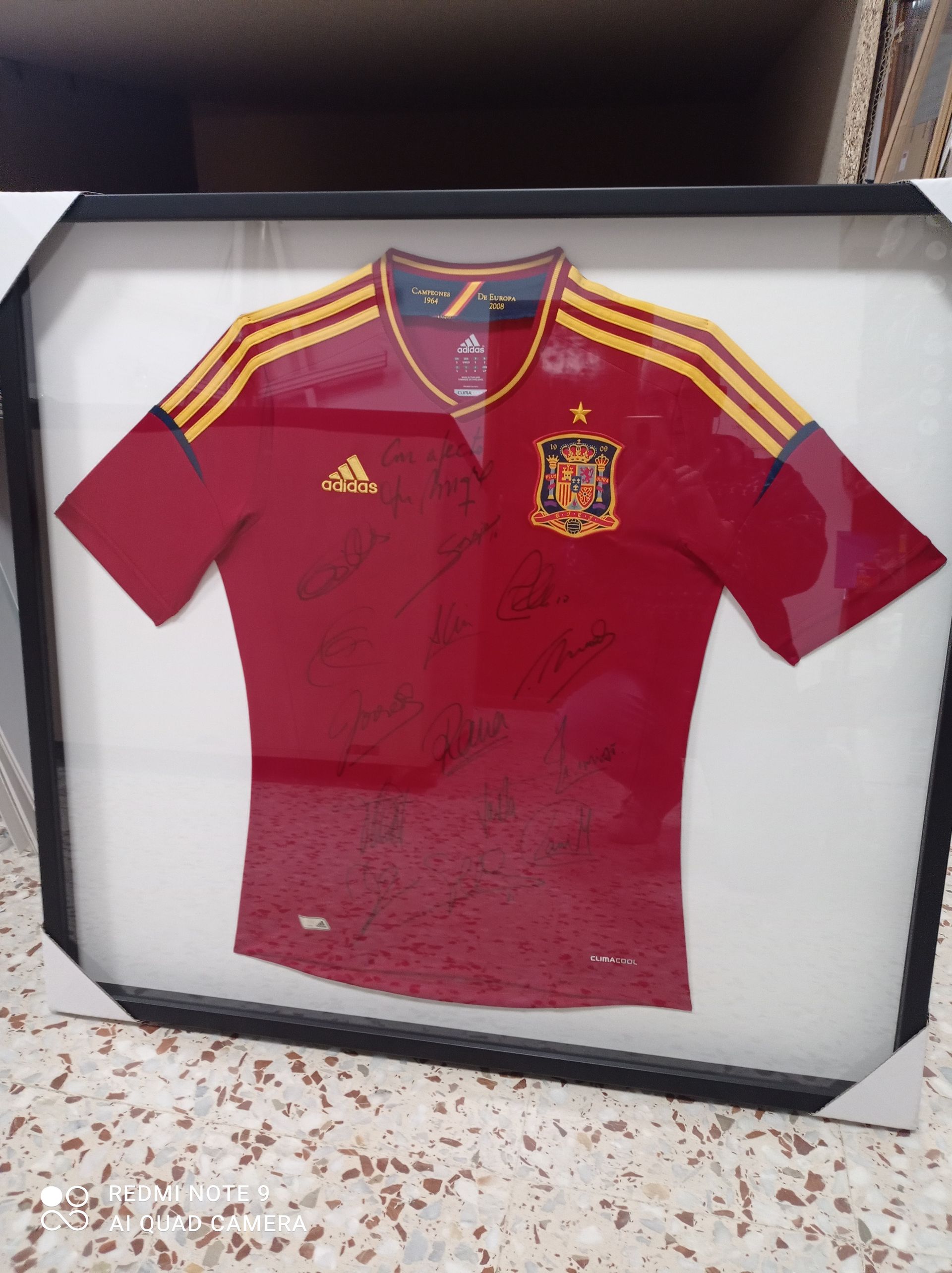 Una camiseta enmarcada con la palabra adidas.