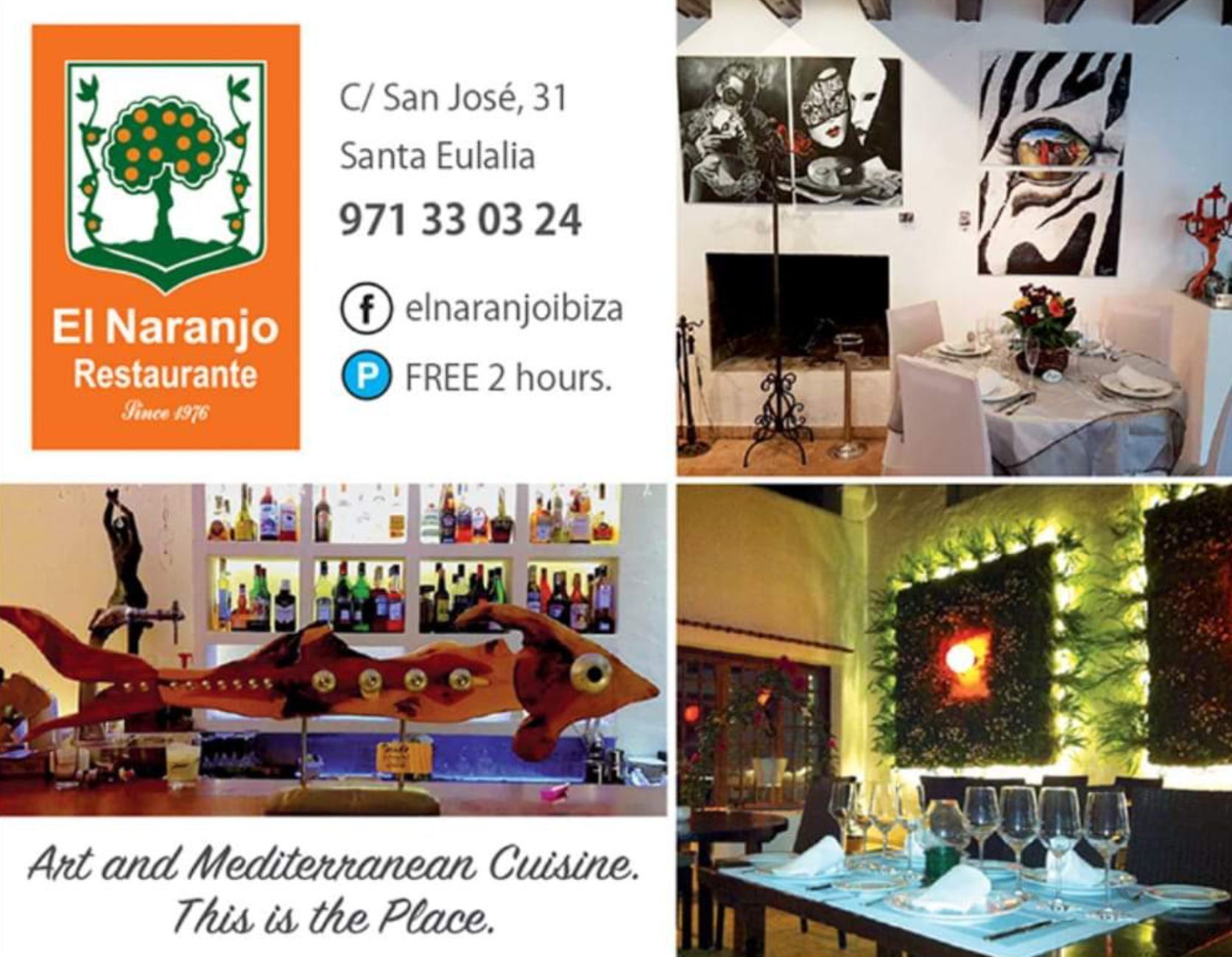 Un restaurante llamado el naranjo tiene una reserva gratuita de 2 horas.