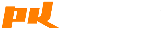 Oranssi tyylitelty &rdquo;pk&rdquo;-logo valkoisella taustalla