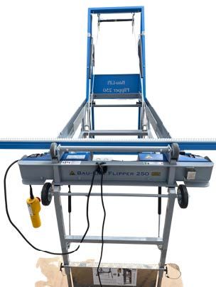 Blaue und graue Fliesenschneidemaschine Davi Flopper 250.