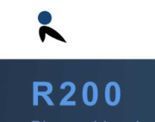 Un cartel azul con una persona y el número r200.