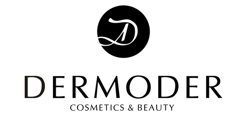 El logotipo de Dermoder Cosmetics and Beauty está sobre un fondo blanco.