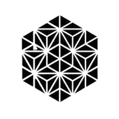 Patrón hexagonal geométrico en blanco y negro con formas triangulares.