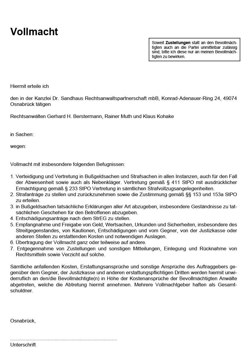 Ein Stück Papier mit dem Wort „Vollmacht“ darauf.
