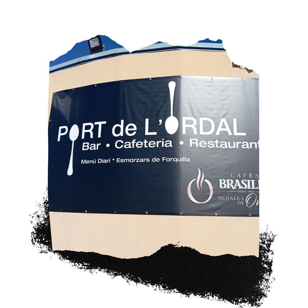 A sign for port del ordal bar cafetería restaurante