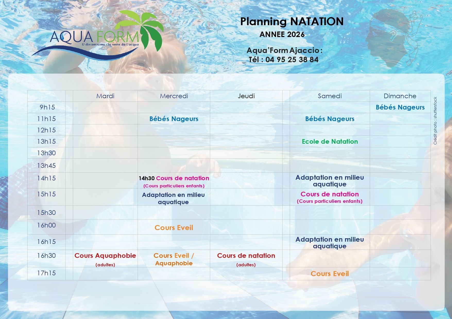 Planning natation année 2023