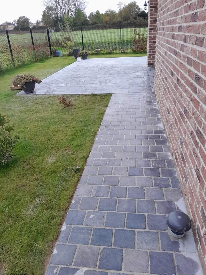 Terrasse avec pavés