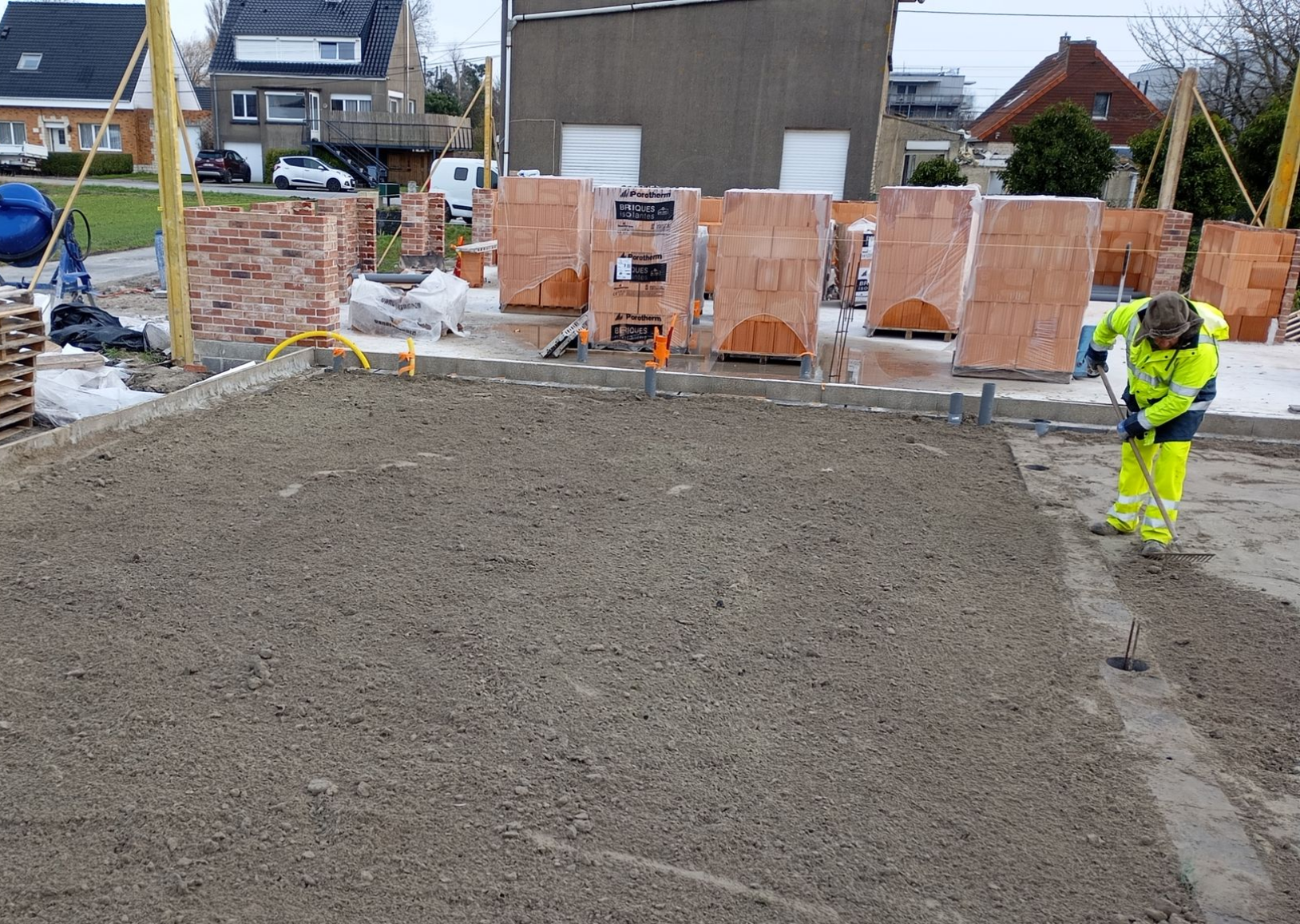 Terrasse ronde en cours de construction