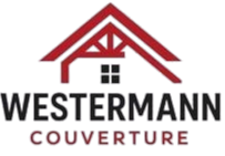 Logo rouge avec un contour de toit stylisé au-dessus d'une fenêtre à quatre carreaux, avec l'inscription.