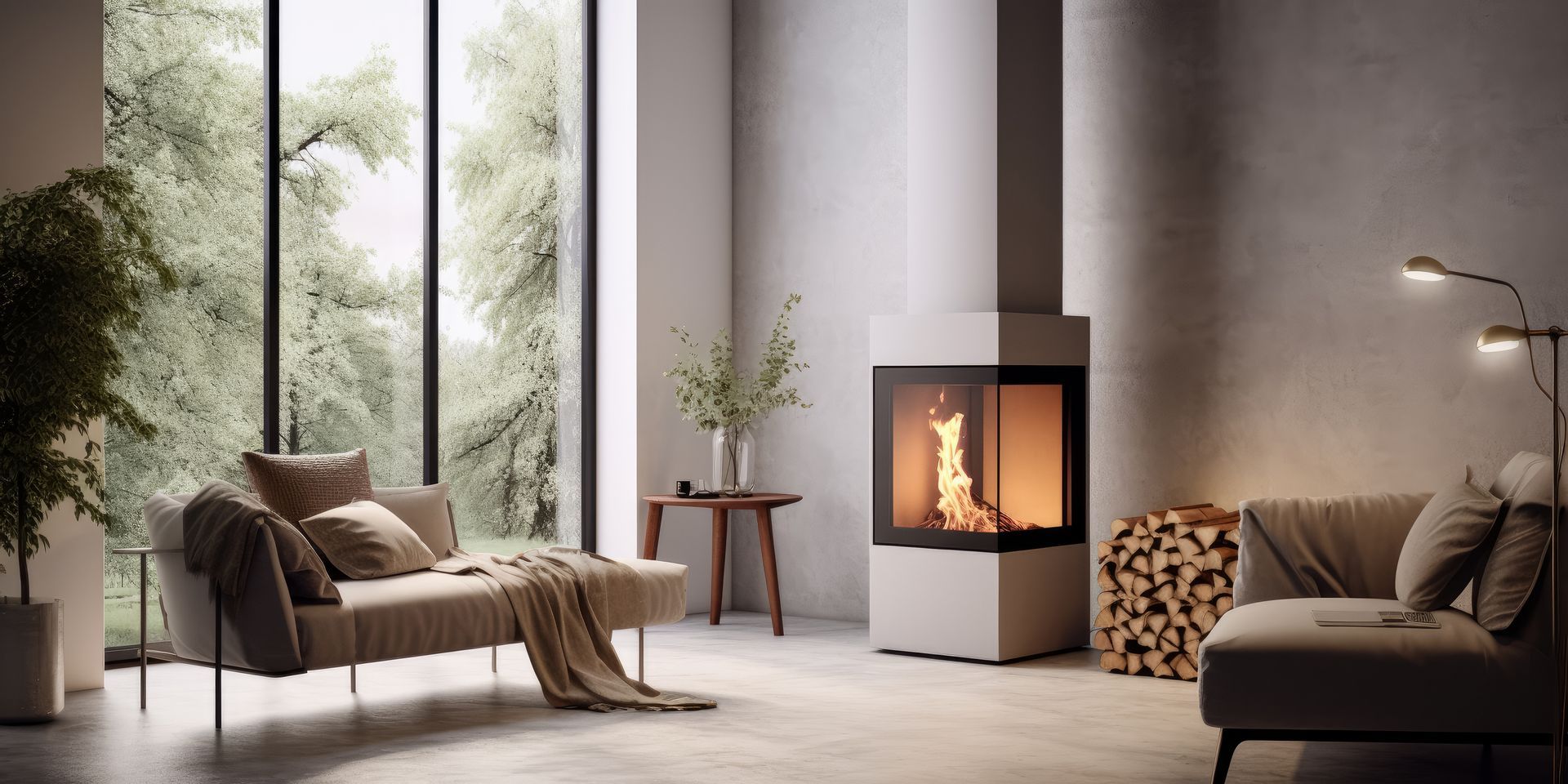 Poêle à bois dans un séjour