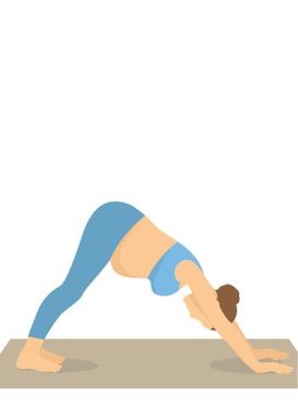 Una mujer embarazada está haciendo una pose de yoga en una esterilla.