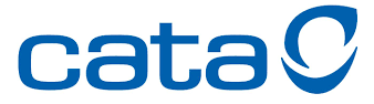 Un logotipo de cata azul sobre un fondo blanco