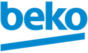 Un logotipo de Beko azul y blanco sobre un fondo blanco.