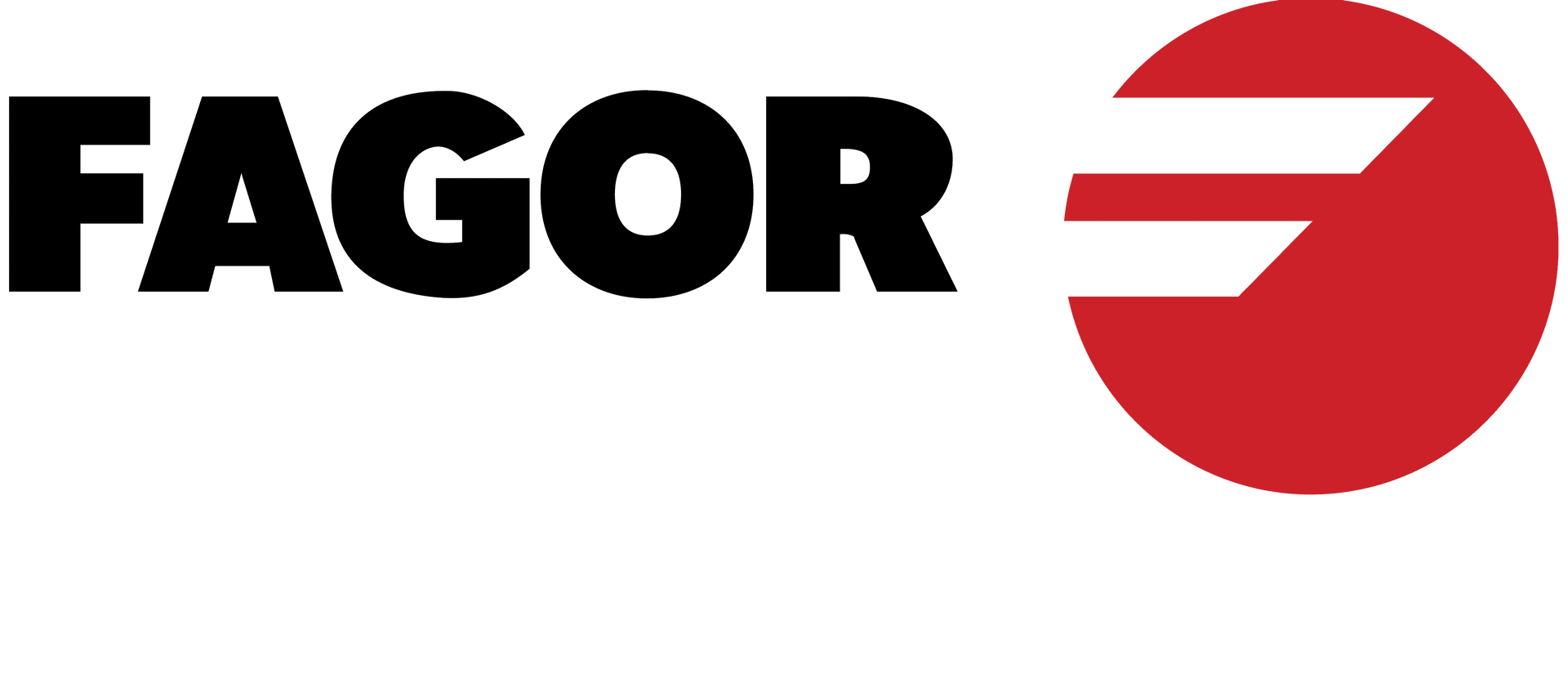 El logotipo de Fagor es un círculo rojo con una raya blanca sobre él.