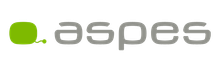 Un logotipo para aspes con un círculo verde en el medio.