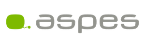 Un logotipo para aspes con un círculo verde en el medio.