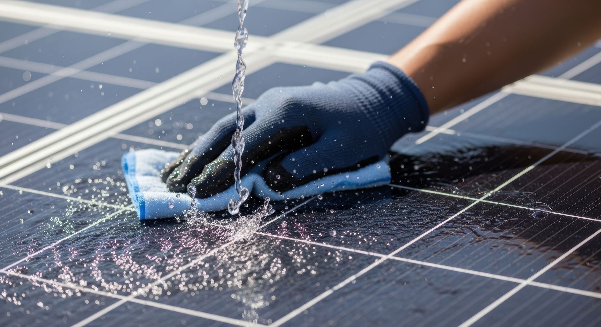 Un chiffon sur un panneau solaire.