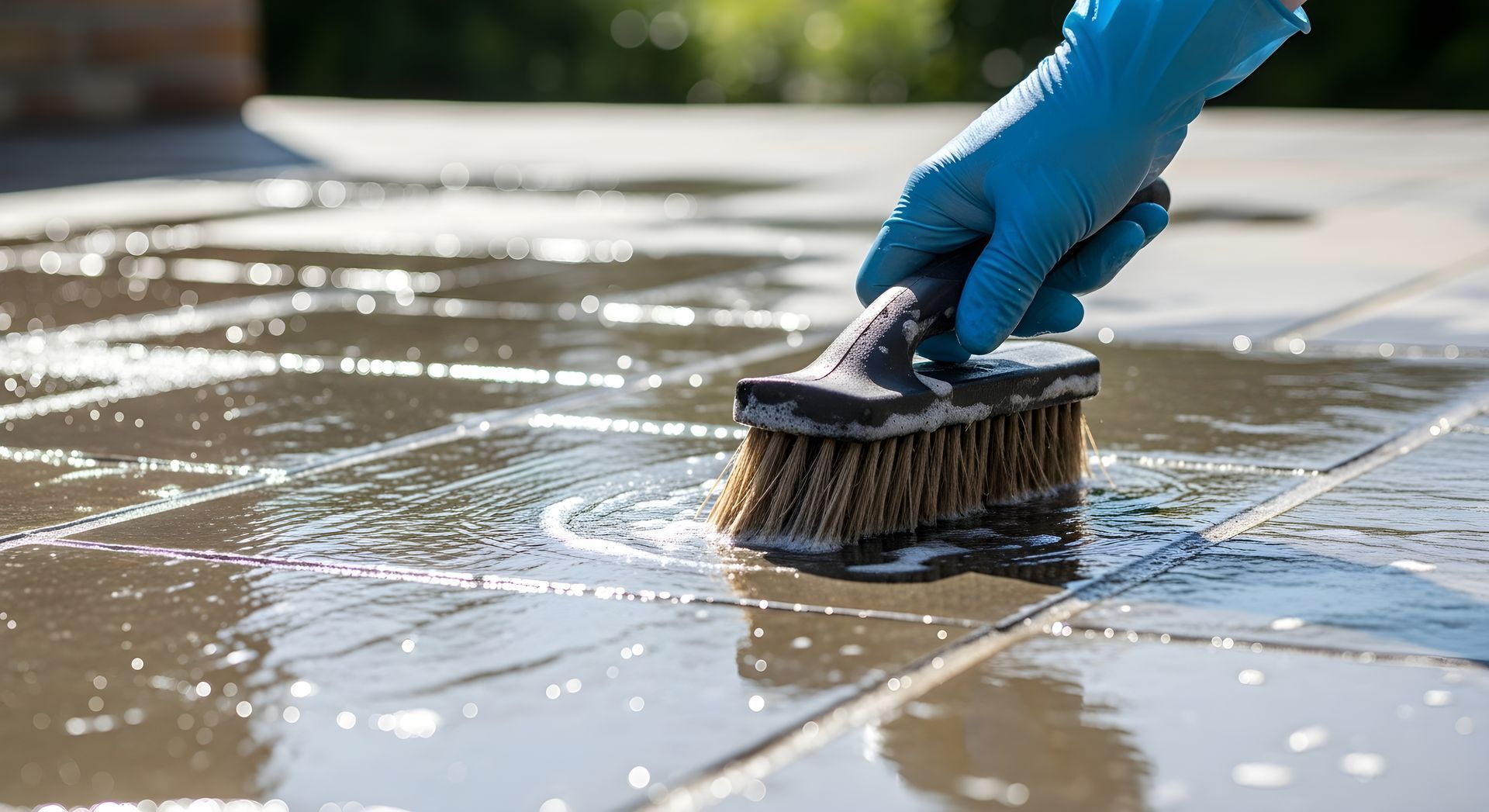Une brosse sur une terrasse.