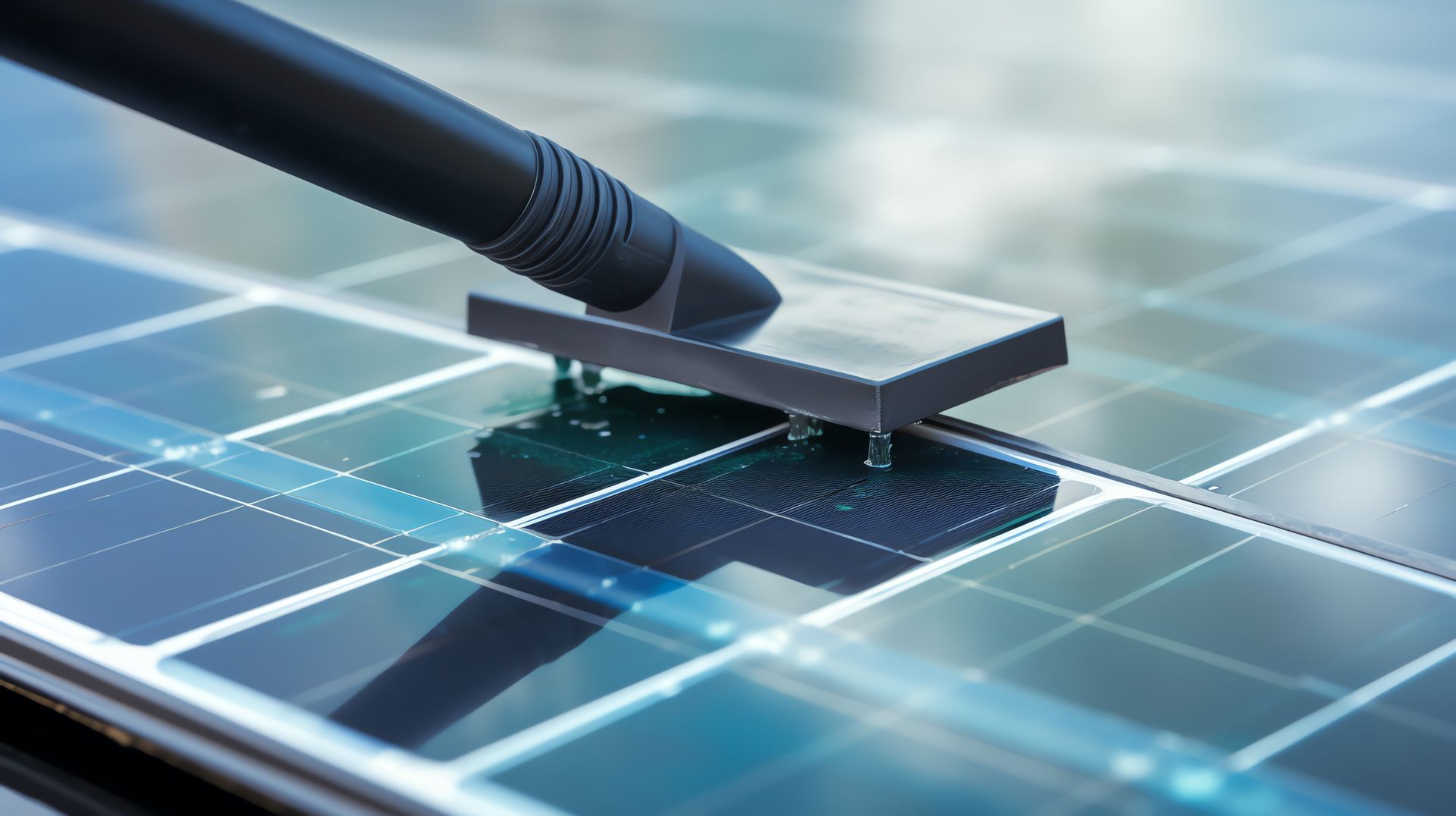 Un aspirateur sur un panneau solaire.