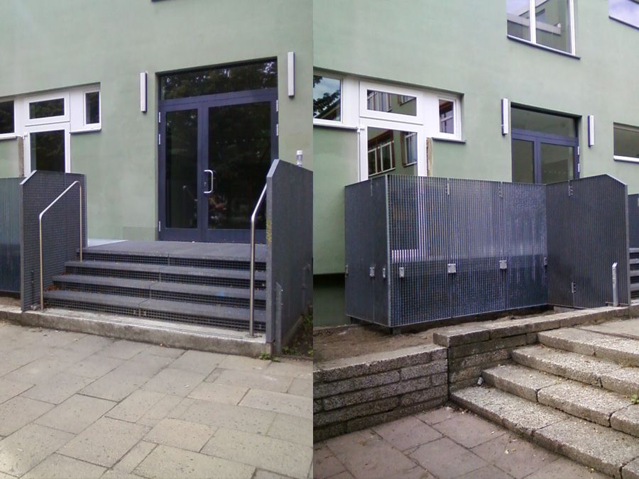 Dekorative Treppengestaltung im Außenbereich.