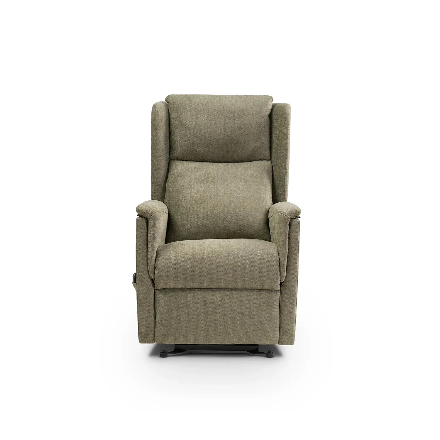 Sillón reclinable tapizado en color beige sobre fondo blanco.