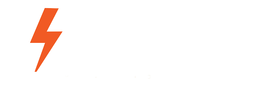 Electric Way Finland -logo, jossa on oranssi salama ja musta EWF-teksti
