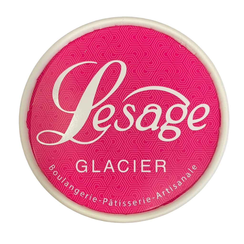 Couvercle d'un pot de glace vu du dessus.