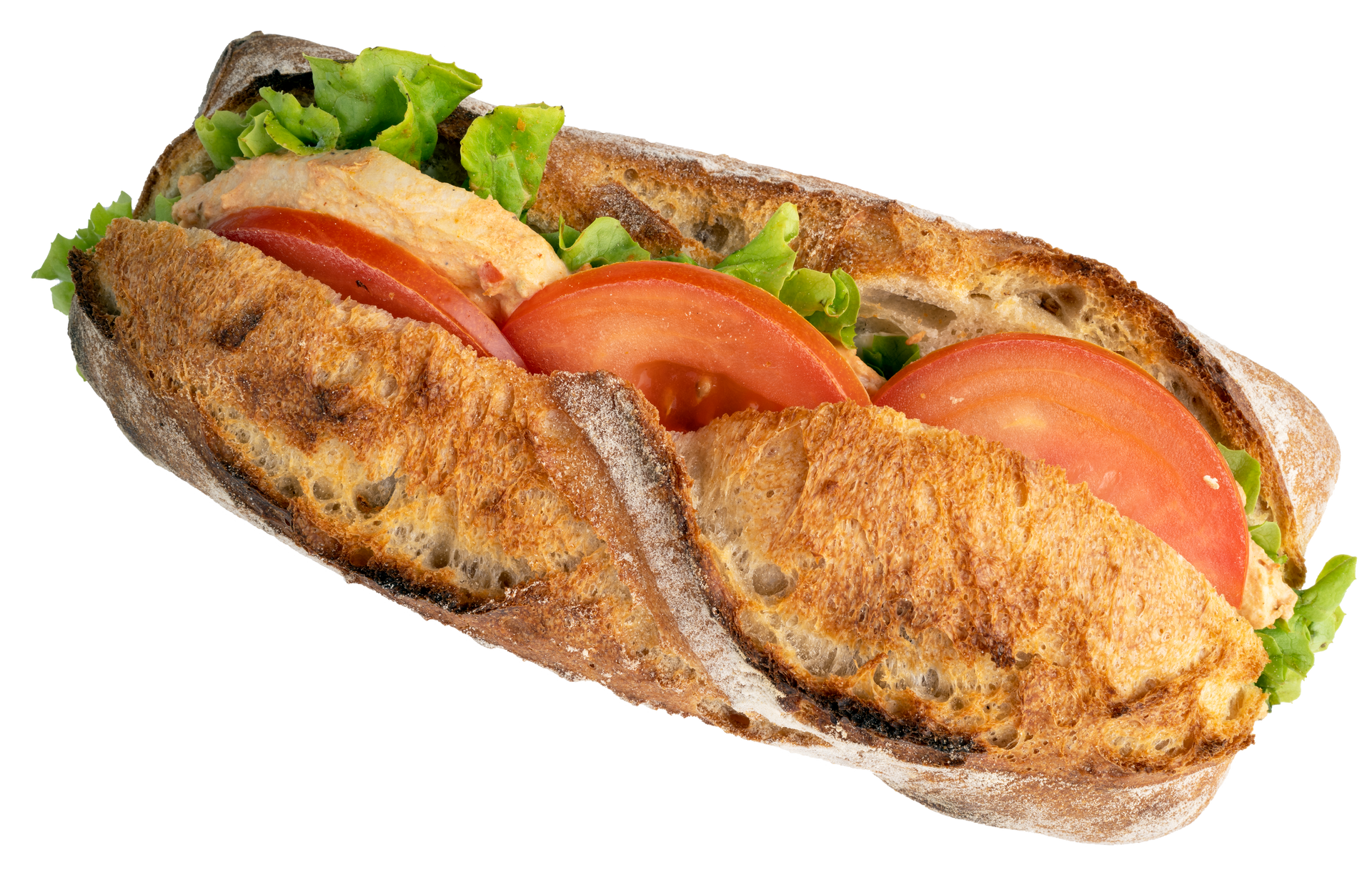 Sandwich avec de la laitue et des tranches de tomate