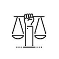 Una mano sostiene una balanza de la justicia.