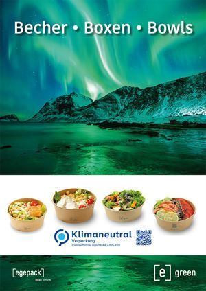 Ein Poster für Becher-Boxen und Schalen mit einem Bild der Aurora Borealis