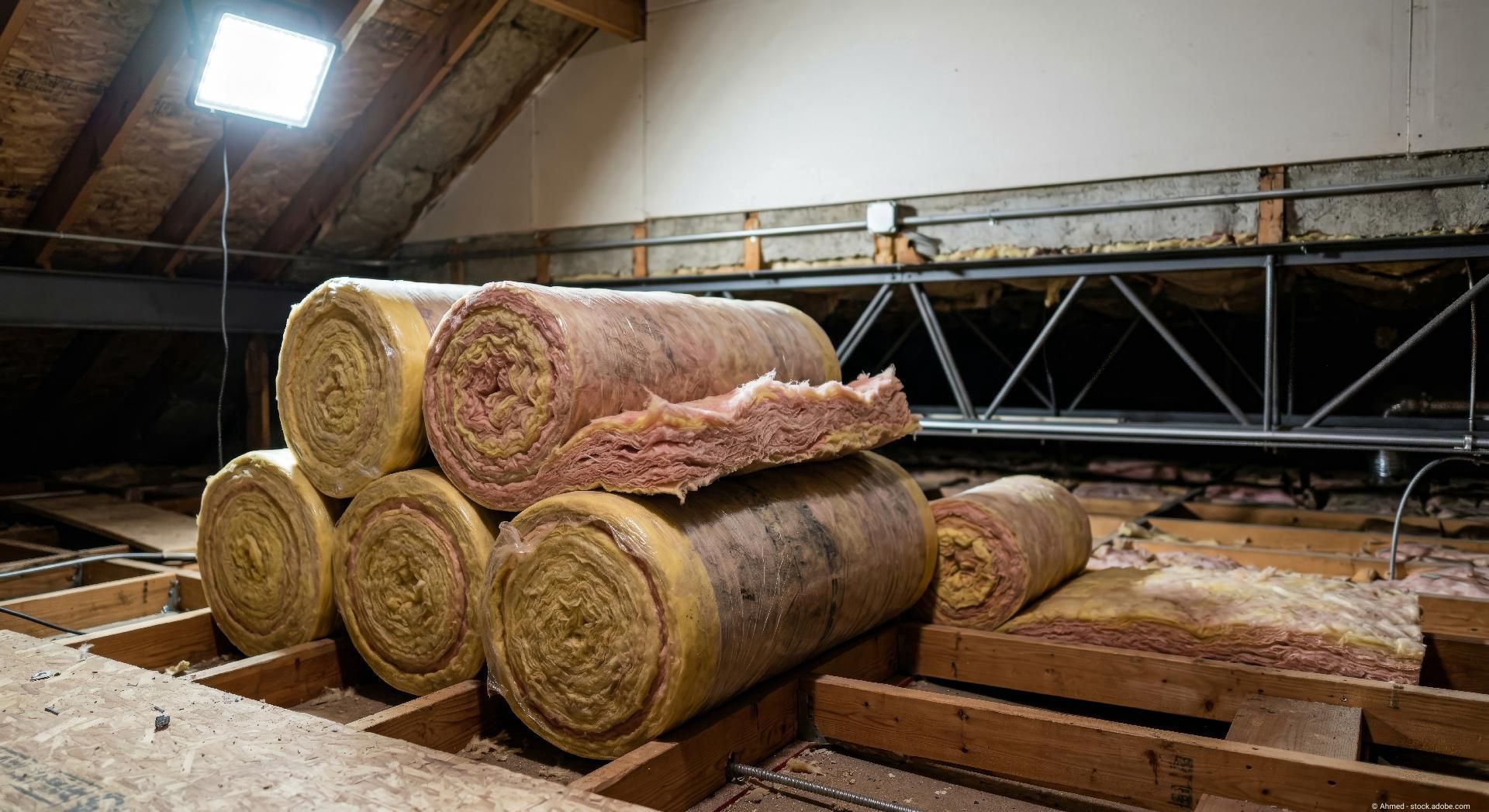 Dämmmaterial auf Dachboden für Wärmedämmung und Energieeffizienz im Altbau