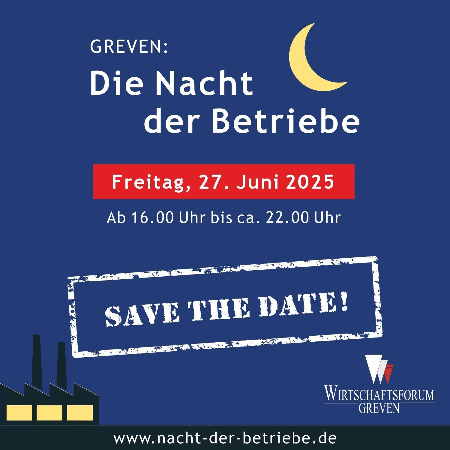 Ein Save-the-Date-Flyer zur Nacht der Betriebe