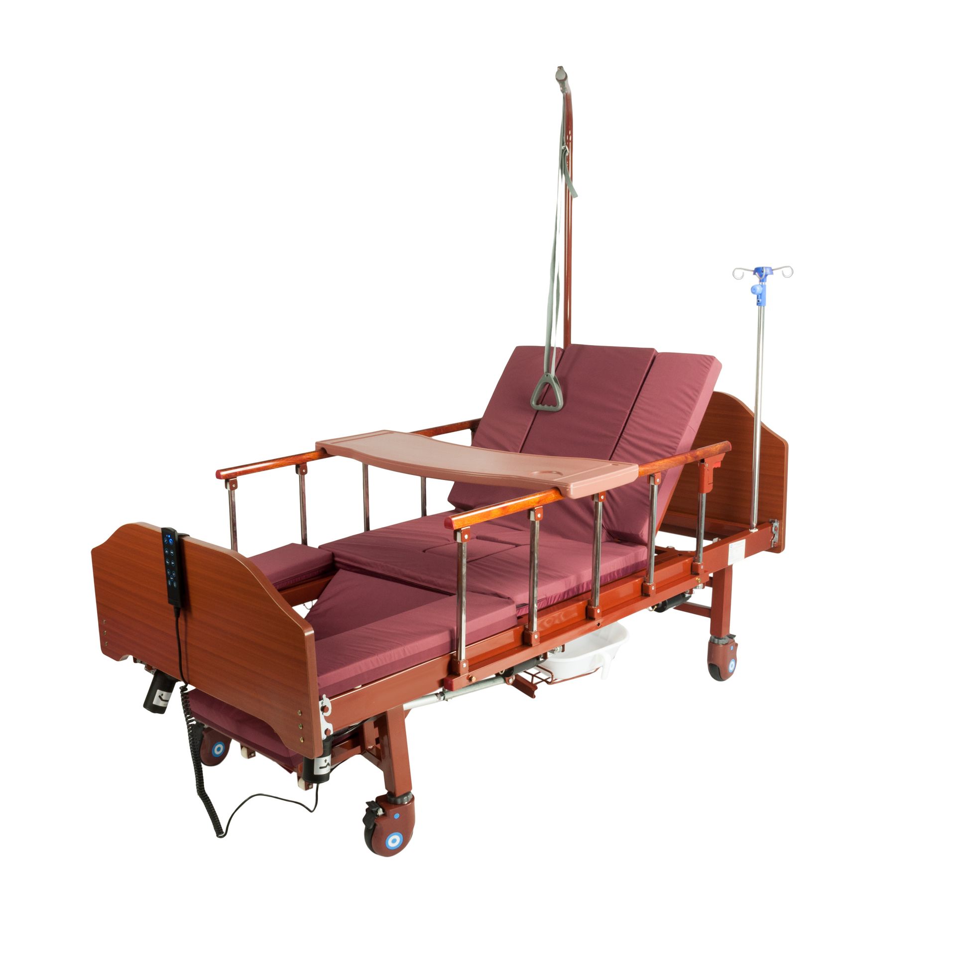 Lit d'hôpital avec cadre en bois de cerisier